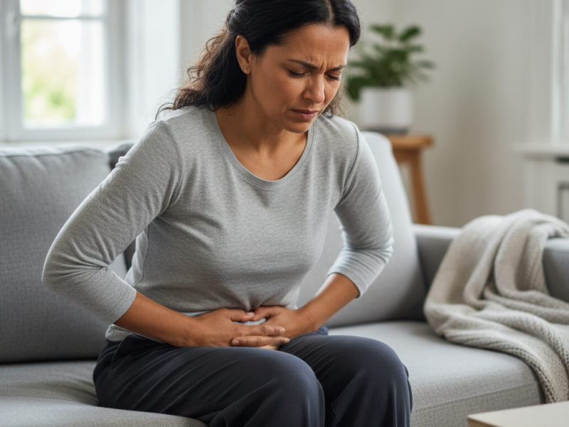 person experiencing digestive discomfort and gut issues