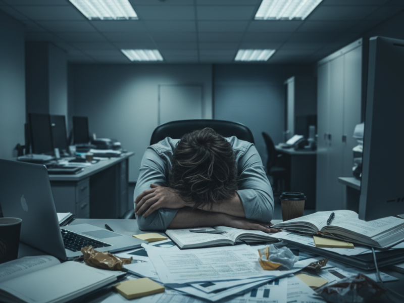 person experiencing cortisol crisis and chronic stress burnout