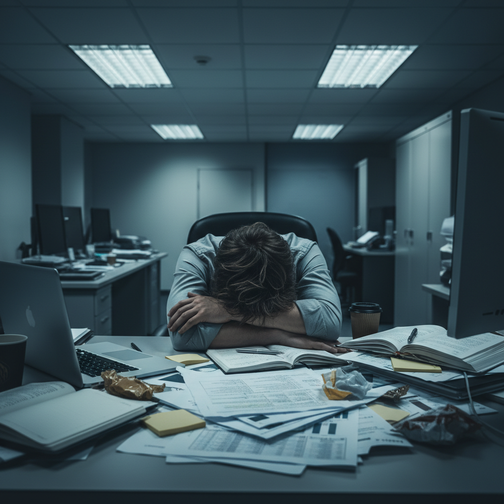 person experiencing cortisol crisis and chronic stress burnout