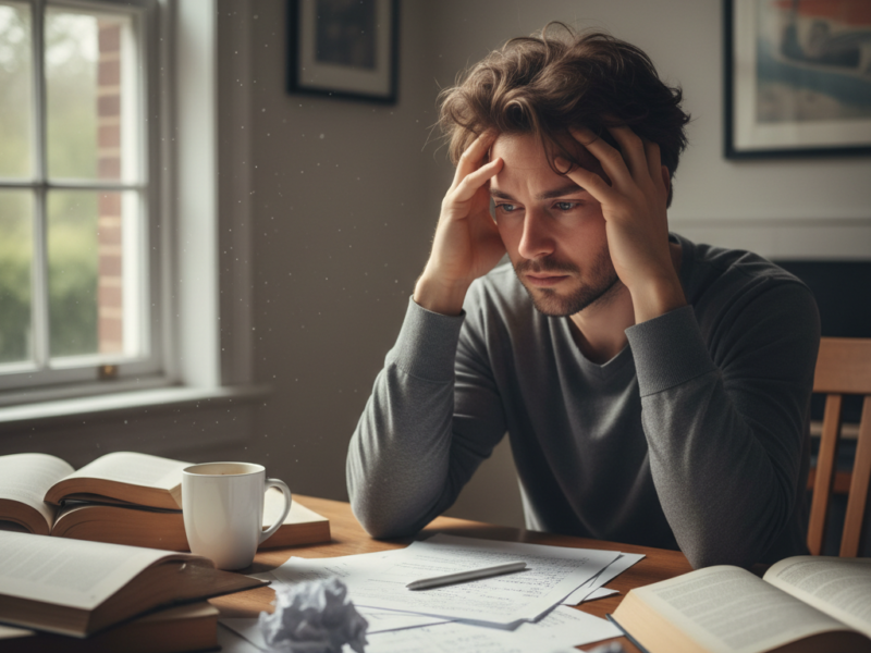 person experiencing brain fog and cognitive confusion like lobotomy effects