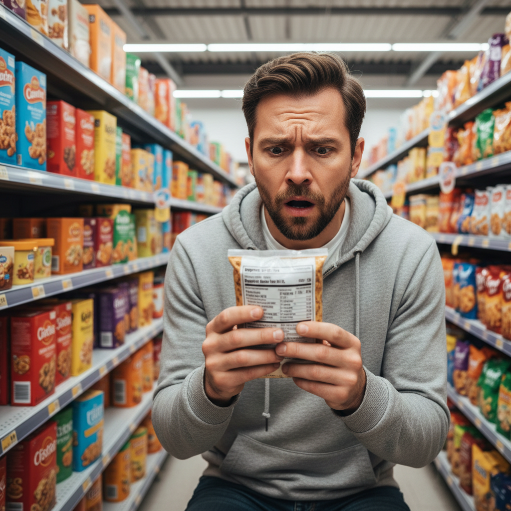 person alarmed reading about ultra-processed food health dangers